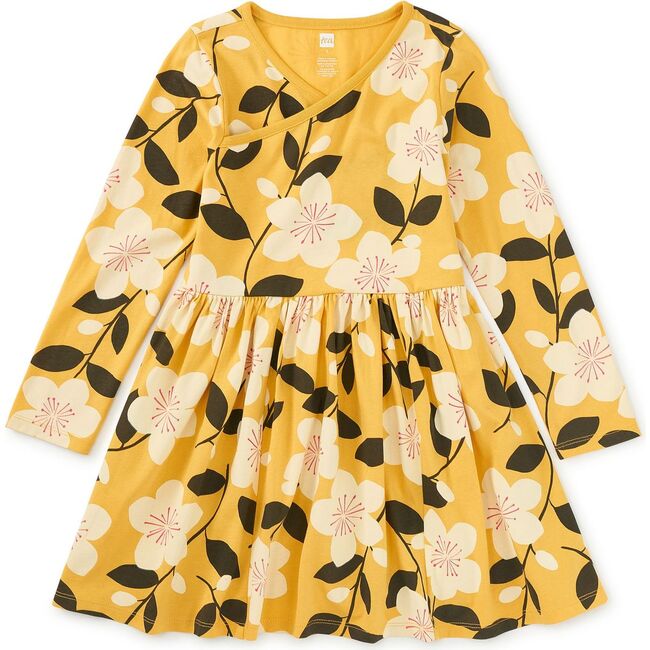 Long Sleeve Wrap Neck Dress, Plum Blossom