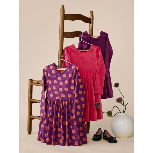 Long Sleeve Wrap Neck Dress, Simple Chrysanthemums - Dresses - 2