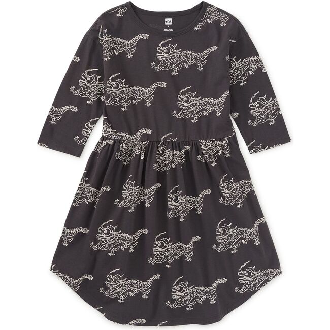 Long Sleeve Midi Dress, Korean Pottery Dragon