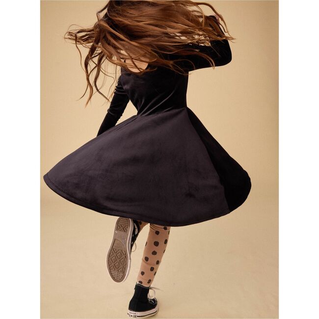 Velour Ballet Dress, Jet Black - Dresses - 6