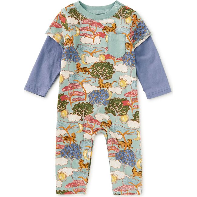 Layered Button-Up Baby Romper, Sun & Moon Folktale