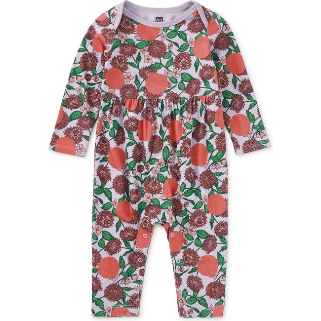 Lap Shoulder Baby Romper, Persimmon Dot Floral
