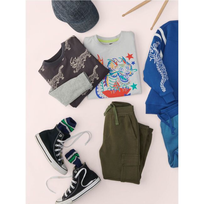 Lucky Dragon Graphic Tee, Oyster Grey - T-Shirts - 6
