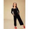 Just for Kicks Velour Jumpsuit, Jet Black - Jumpsuits - 4