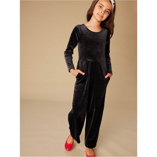 Just for Kicks Velour Jumpsuit, Jet Black - Jumpsuits - 5