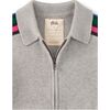 Stripe Sleeve Zip Sweater, Med Heather Grey - Sweaters - 2