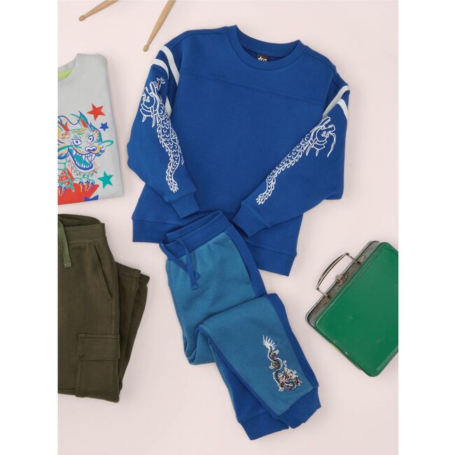 Sporty Dragon Sleeve Popover, Galactic Blue - Sweatshirts - 3