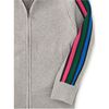 Stripe Sleeve Zip Sweater, Med Heather Grey - Sweaters - 3