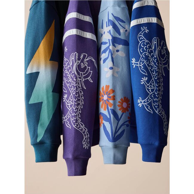 Sporty Dragon Sleeve Popover, Galactic Blue - Sweatshirts - 4