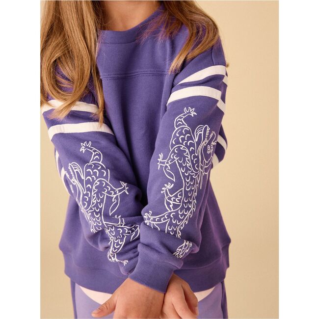 Sporty Dragon Sleeve Popover, Ultraviolet - Sweatshirts - 3