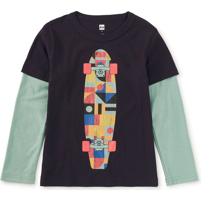Skateboard Layered Tee, Indigo