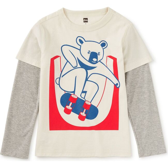 Skater Moon Bear Layered Tee, Birch