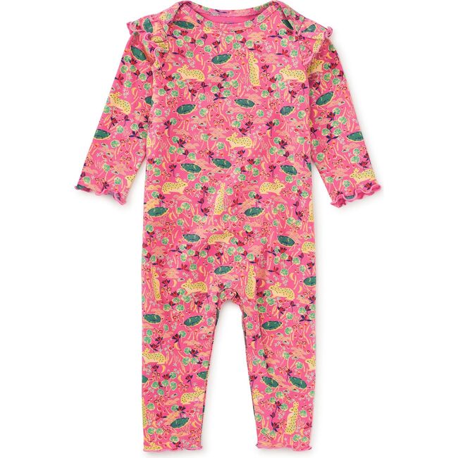 Ruffle Shoulder Baby Romper, Rabbit & Turtle Folktale