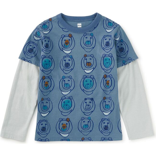 Printed Layered Sleeve Tee, Moon Bear