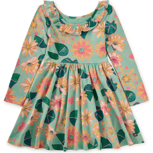 Ruffle Collar Ballet Dress, Chalk Water Lillies - Dresses - 3