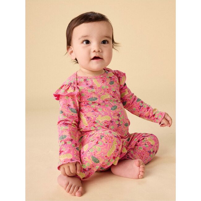 Ruffle Shoulder Baby Romper, Rabbit & Turtle Folktale - Rompers - 3