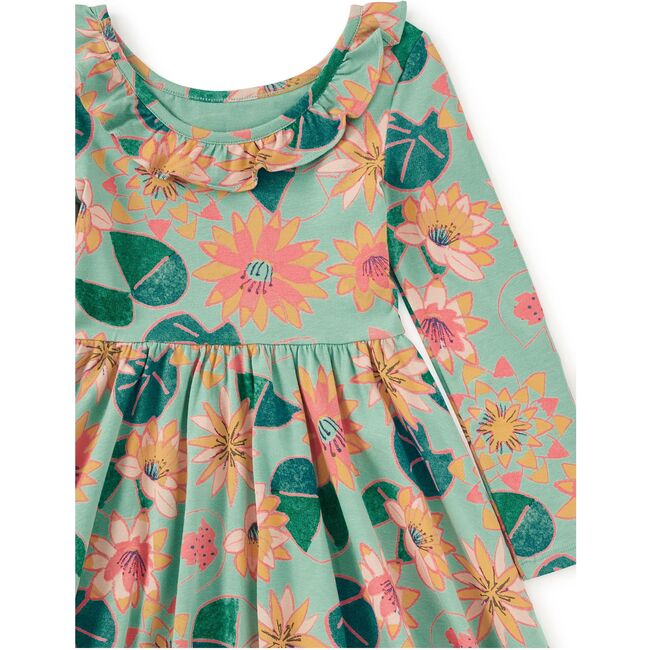 Ruffle Collar Ballet Dress, Chalk Water Lillies - Dresses - 4