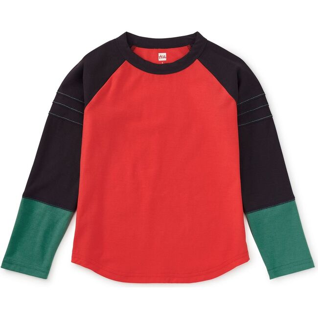 Explorer Colorblock Raglan Top, Scarlet