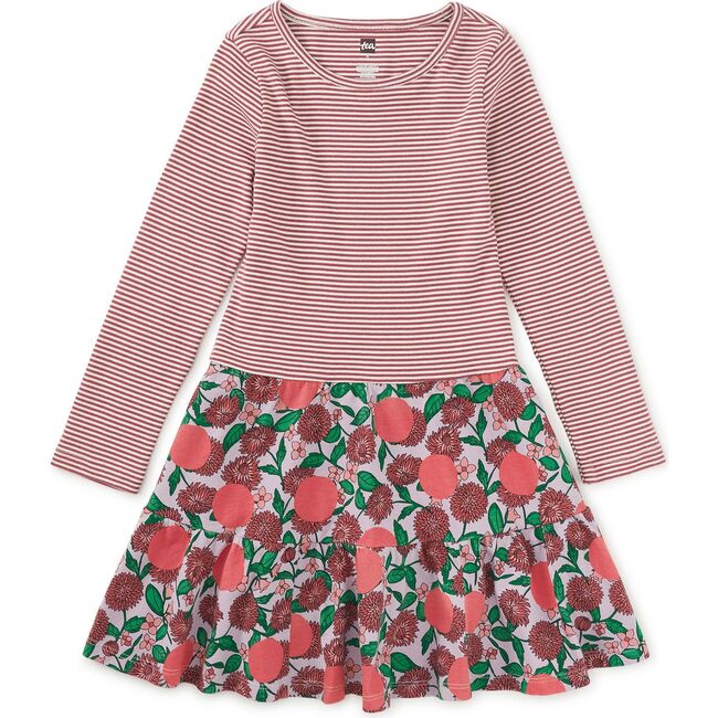 Tiered Skirted Twirl Dress, Persimmon Dot Floral