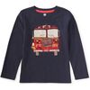 Fire Truck Graphic Tee, Indigo - T-Shirts - 1 - thumbnail
