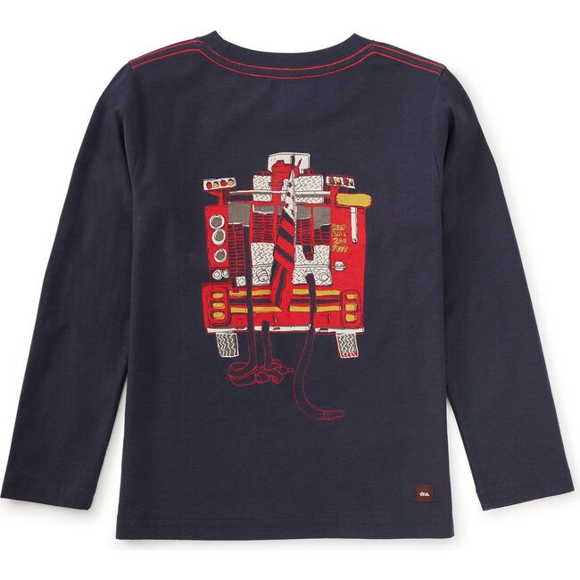 Fire Truck Graphic Tee, Indigo - T-Shirts - 2