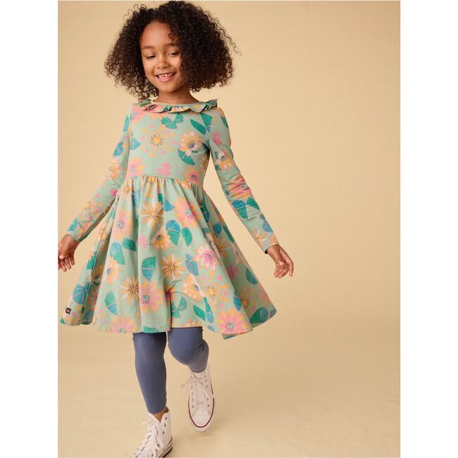 Ruffle Collar Ballet Dress, Chalk Water Lillies - Dresses - 6