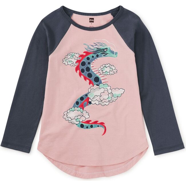 Dragon Graphic Raglan Tee, Rosada