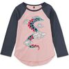 Dragon Graphic Raglan Tee, Rosada - T-Shirts - 1 - thumbnail