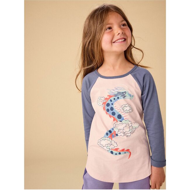 Dragon Graphic Raglan Tee, Rosada - T-Shirts - 2