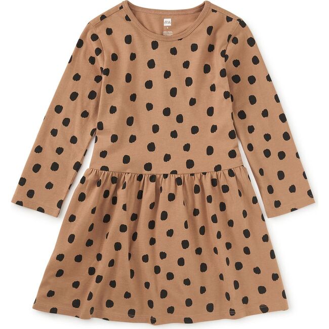 Long Sleeve Skirted Dress, Leopard Dots