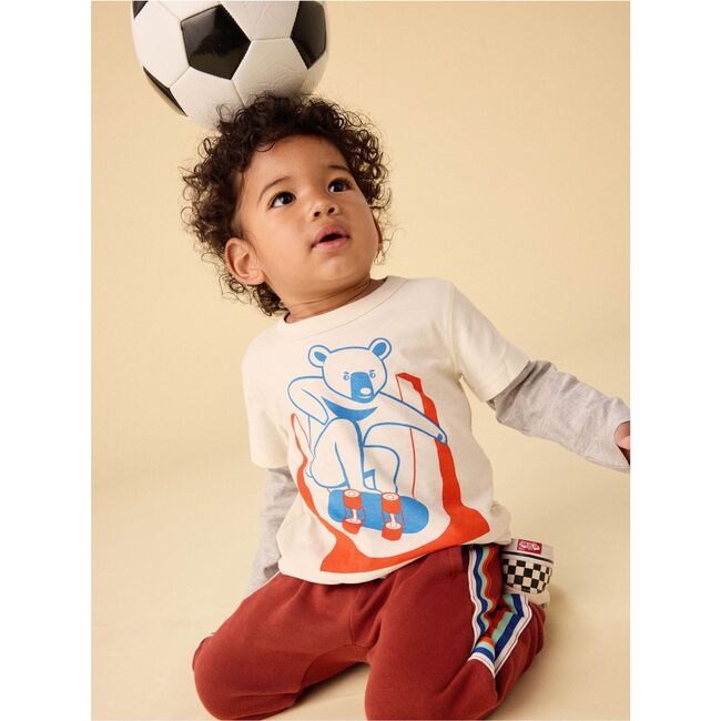 Skater Moon Bear Layered Tee, Birch - T-Shirts - 7