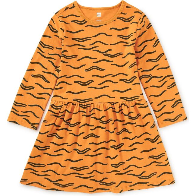 Long Sleeve Skirted Dress, Tiger Stripes