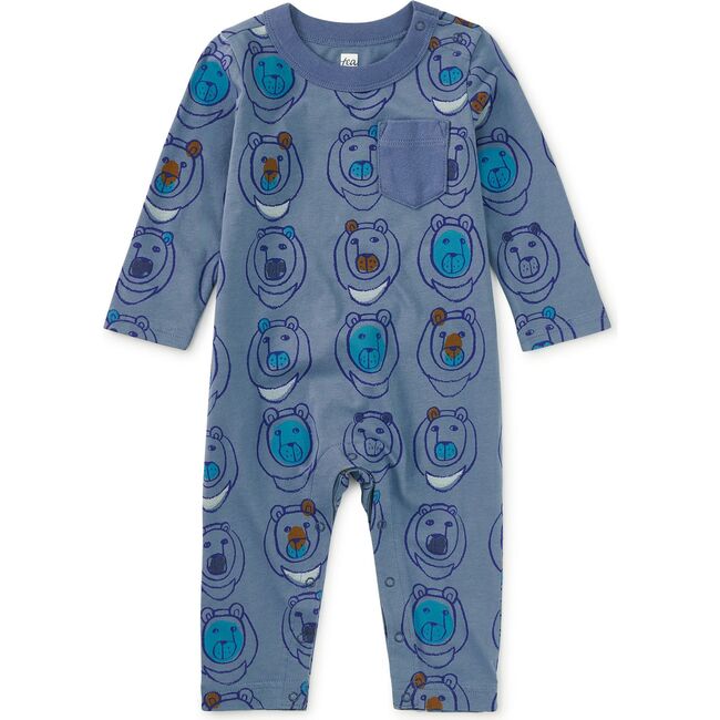 Long Sleeve Pocket Baby Romper, Moon Bear