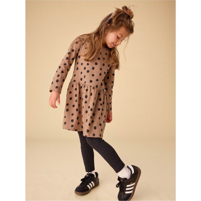 Long Sleeve Skirted Dress, Leopard Dots - Dresses - 2