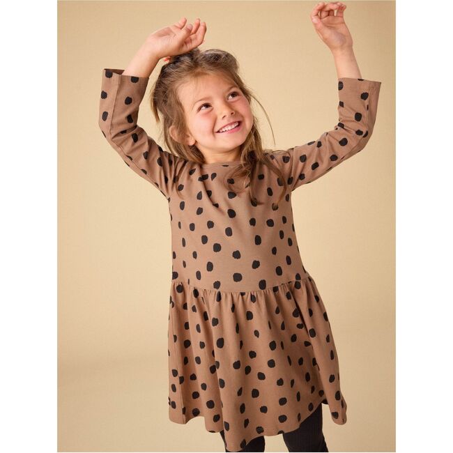 Long Sleeve Skirted Dress, Leopard Dots - Dresses - 3