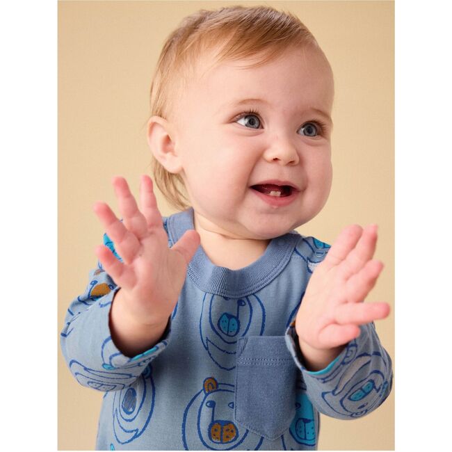 Long Sleeve Pocket Baby Romper, Moon Bear - Rompers - 5