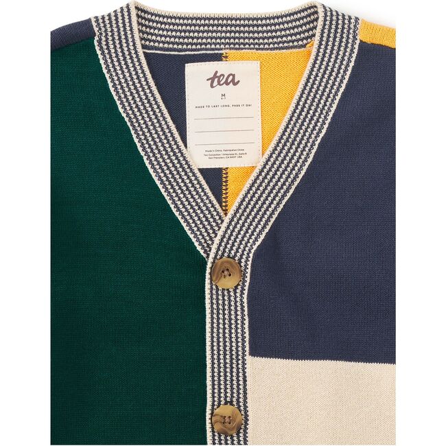 Colorblock Sweater Cardigan, Almond