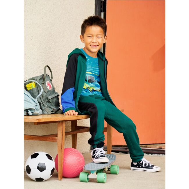 Colorblock Hoodie, Jade - Sweatshirts - 3