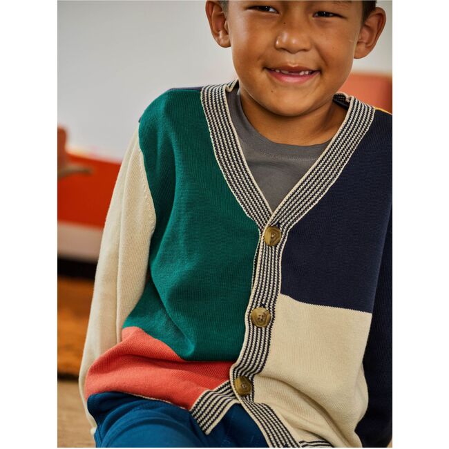 Colorblock Sweater Cardigan, Almond - Cardigans - 5