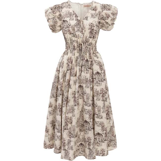 Zaza Midi Dress in Brown Toile