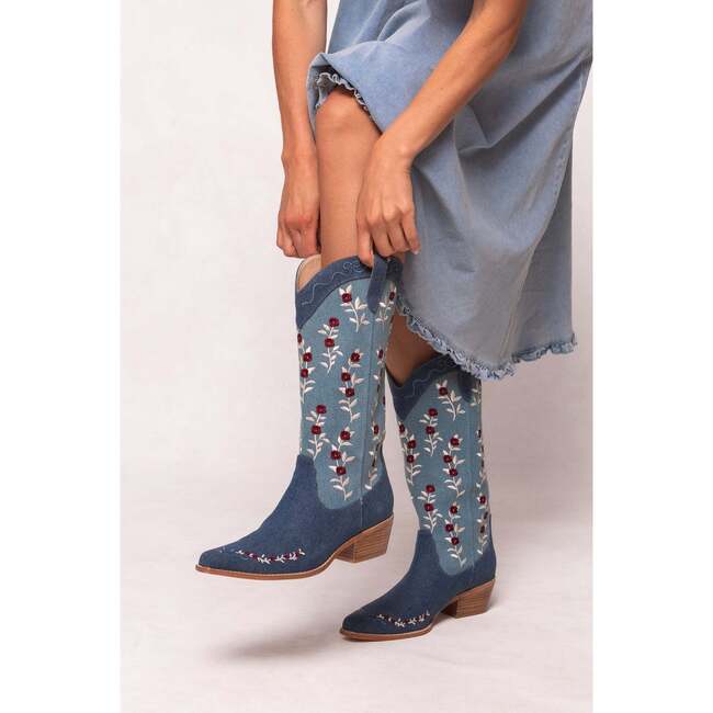 Rosemary Cowgirl Boots in Denim - Boots - 2