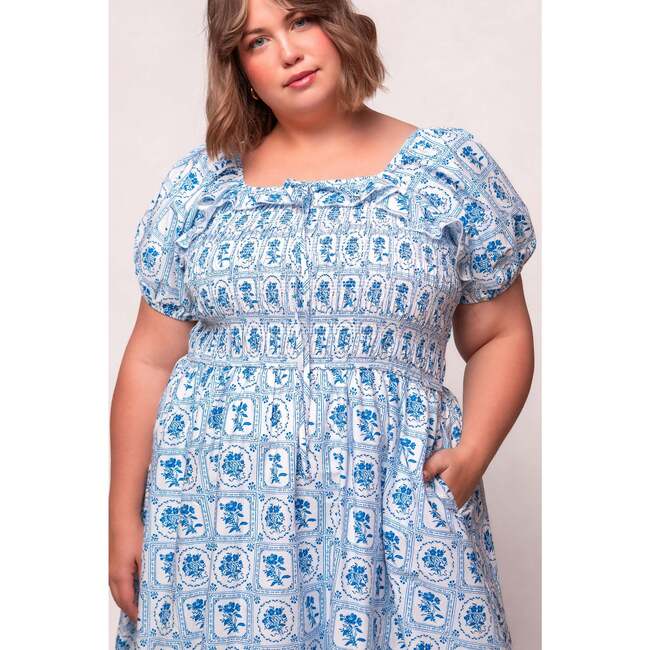 Mae Dress in Blue Floral Stamp - Dresses - 3