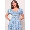 Mae Dress in Blue Floral Stamp - Dresses - 5