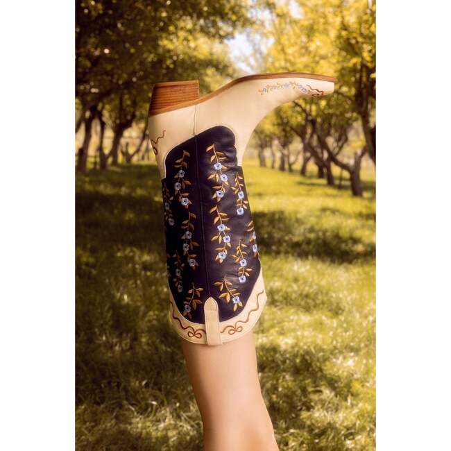 Rosemary Cowgirl Boots in Cream & Navy - Boots - 3