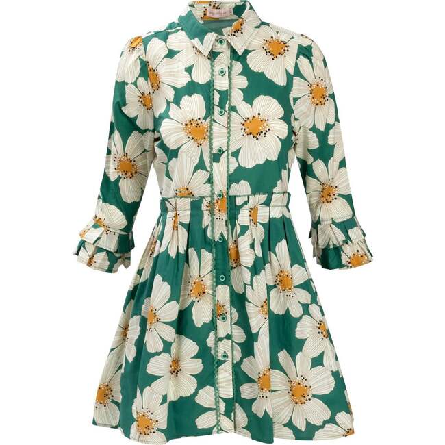 Bowie Dress in Green with White Floral