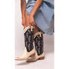 Rosemary Cowgirl Boots in Cream & Navy - Boots - 5
