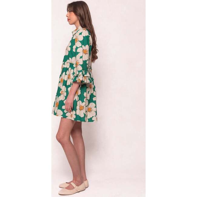Bowie Dress in Green with White Floral - Dresses - 3
