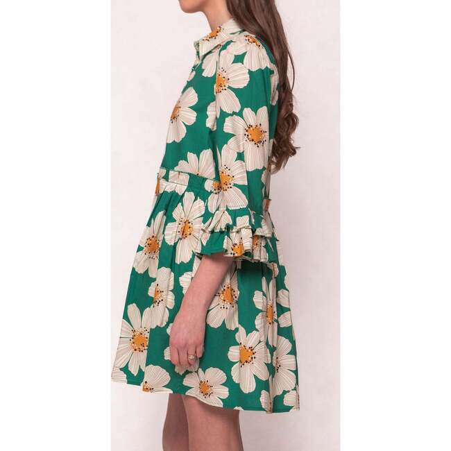 Bowie Dress in Green with White Floral - Dresses - 6