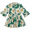 Mini Bowie Dress in Green with White Floral - Dresses - 1 - thumbnail