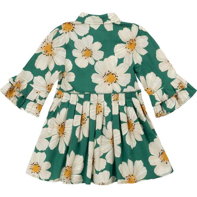 Mini Bowie Dress in Green with White Floral - Dresses - 2